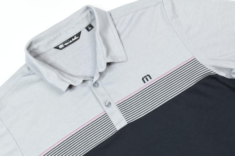Travis Mathew Polo Shirt Mens Large Gray Black Short Sleeve Stretch Golf